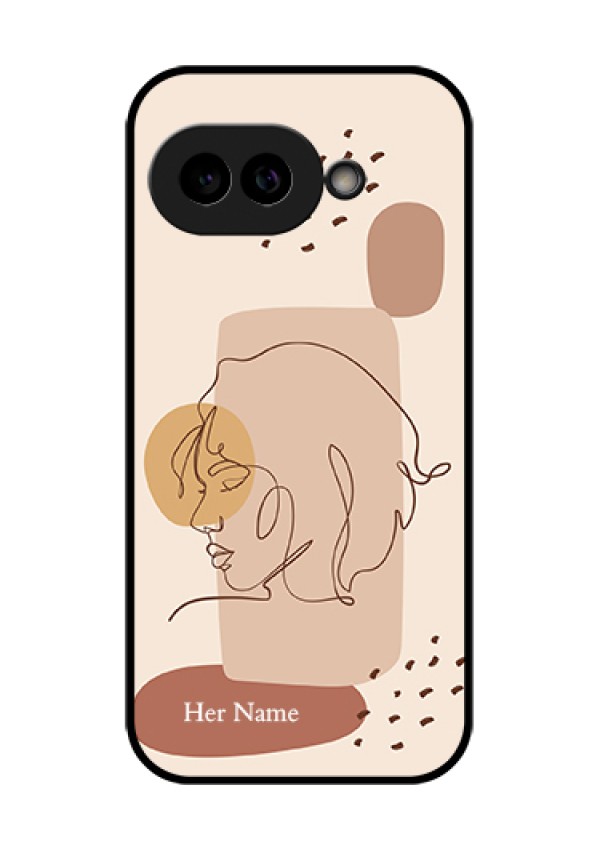 Pixel 9A 5G Custom Glass Phone Case - Calm Woman Line Art Design
