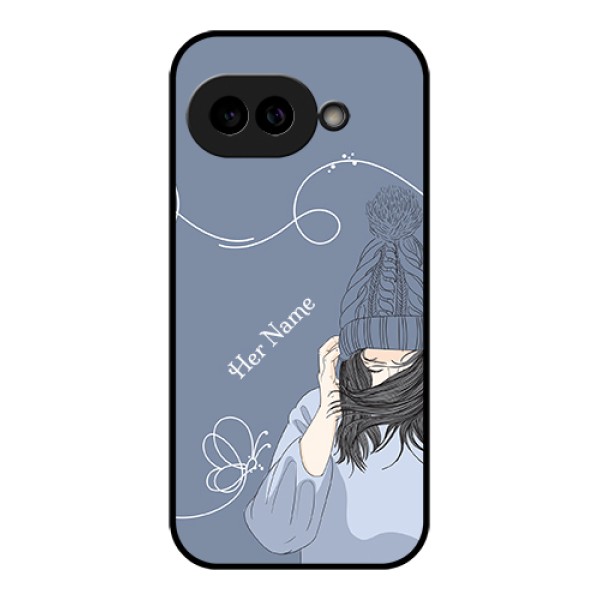 Pixel 9A 5G Custom Glass Phone Case - Girl In Winter Outfit Design
