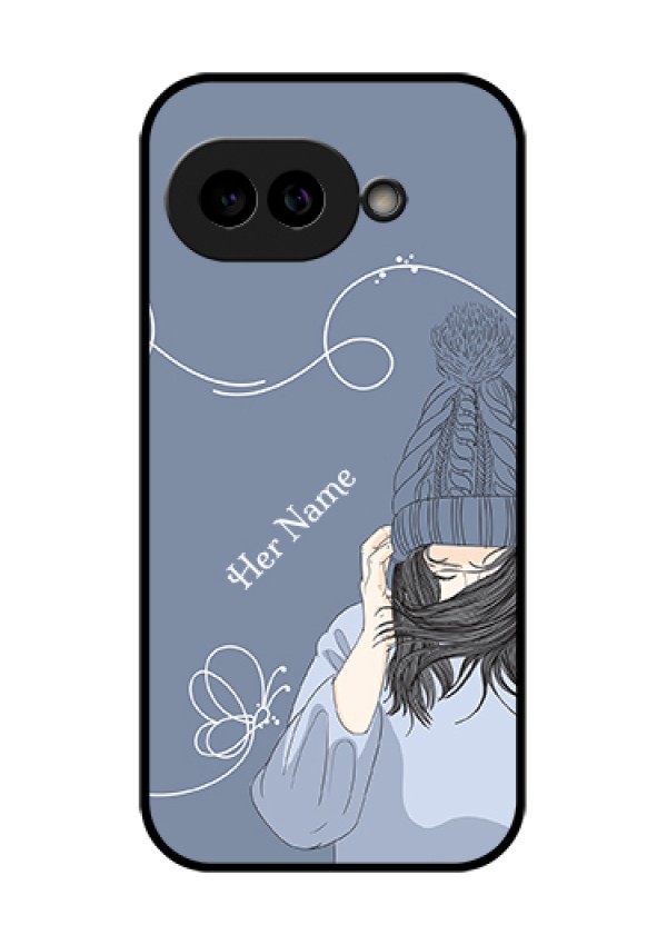 Pixel 9A 5G Custom Glass Phone Case - Girl In Winter Outfit Design
