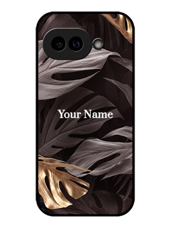 Custom Pixel 9A 5G Custom Glass Phone Case - Wild Leaves Digital Paint Design