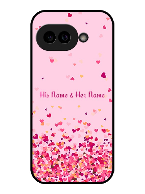 Custom Pixel 9A 5G Custom Glass Phone Case - Floating Hearts Design