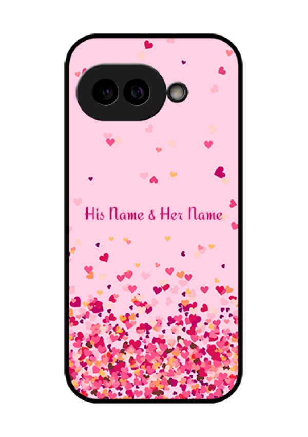 Pixel 9A 5G Custom Glass Phone Case - Floating Hearts Design