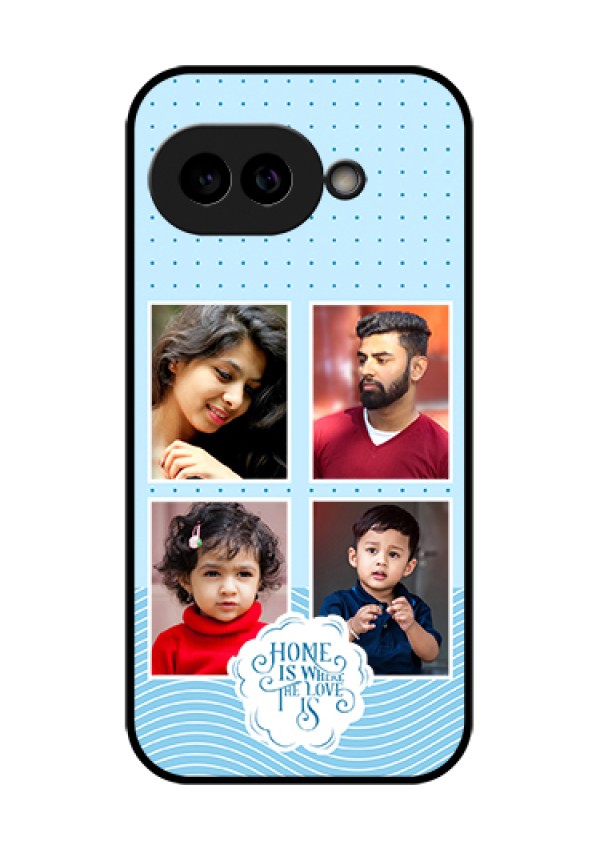 Pixel 9A 5G Custom Glass Phone Case - Cute Love Quote With 4 Pic Upload Design