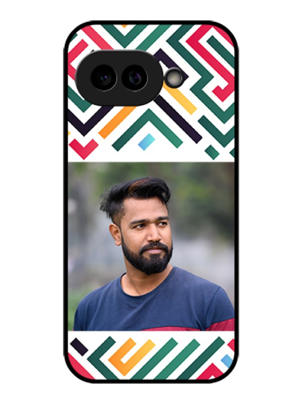 Custom Pixel 9A 5G Custom Glass Phone Case - Colorful Maze Pattern Design