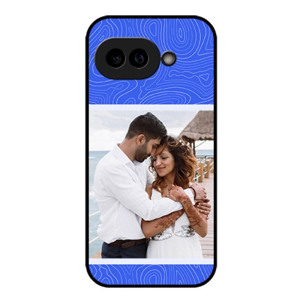Pixel 9A 5G Custom Glass Phone Case - Curved Line Art With Blue And White Design