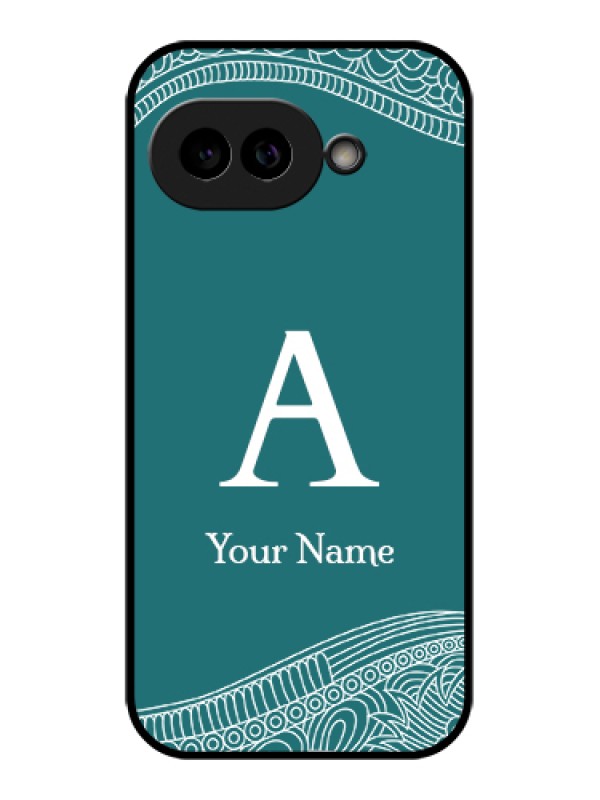 Custom Pixel 9A 5G Custom Glass Phone Case - Line Art Pattern With Custom Name Design