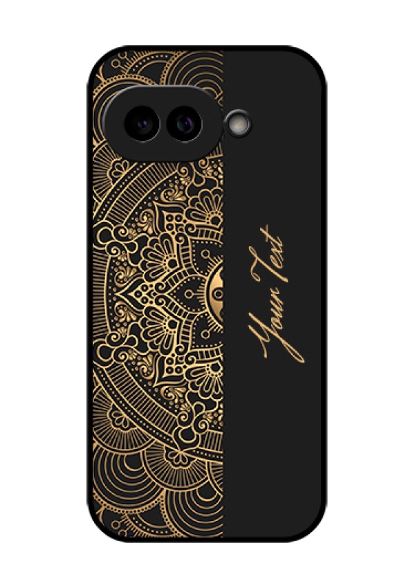 Pixel 9A 5G Custom Glass Phone Case - Mandala Art With Custom Text Design