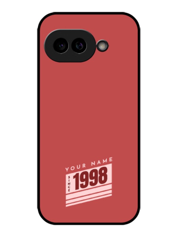 Custom Pixel 9A 5G Custom Glass Phone Case - Red Custom Year Of Birth Design