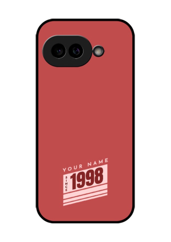 Pixel 9A 5G Custom Glass Phone Case - Red Custom Year Of Birth Design