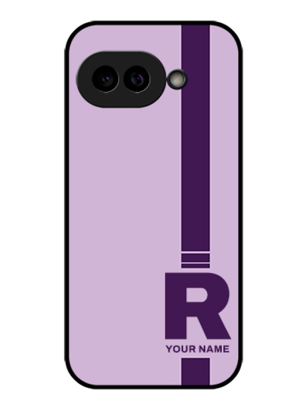 Custom Pixel 9A 5G Custom Glass Phone Case - Simple Dual Tone Stripe With Name Design