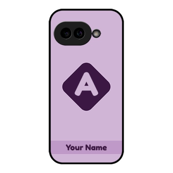 Pixel 9A 5G Custom Glass Phone Case - Custom Letter In Curved Badge Design
