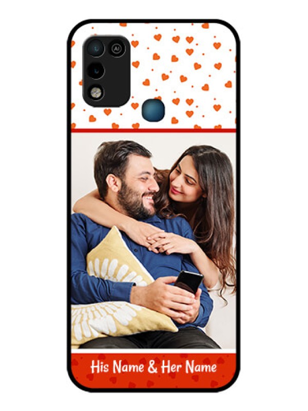 Custom Infinix Hot 10 Play Custom Glass Phone Case - Orange Love Symbol Design