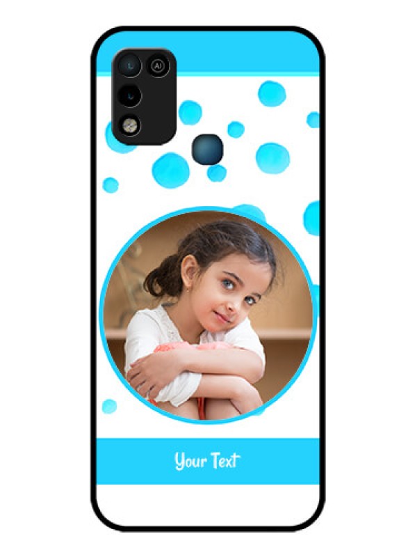 Custom Infinix Hot 10 Play Photo Printing on Glass Case - Blue Bubbles Pattern Design
