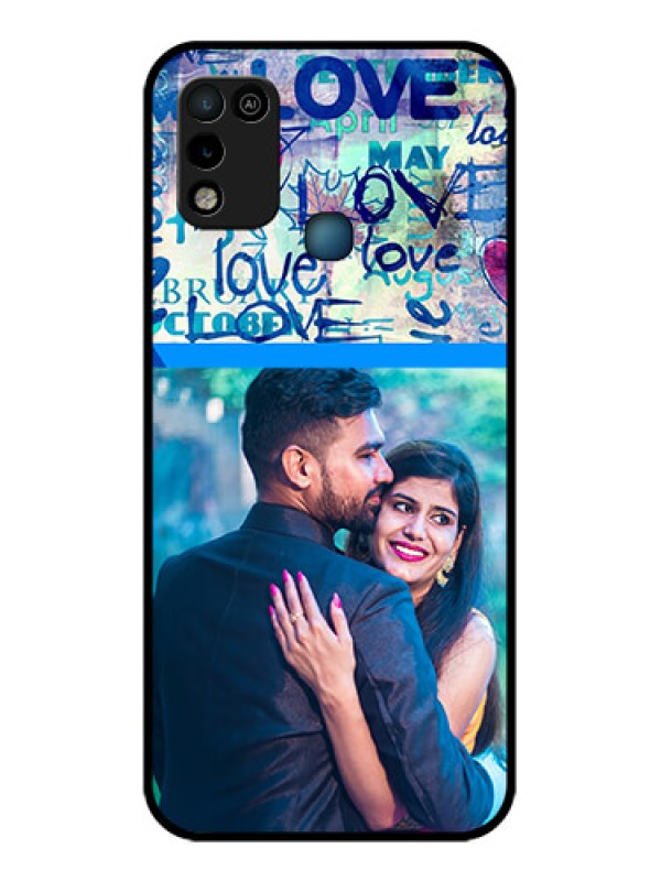 Custom Infinix Hot 10 Play Custom Glass Mobile Case - Colorful Love Design