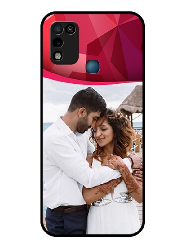 Custom Infinix Hot 10 Play Custom Glass Mobile Case - Red Abstract Design