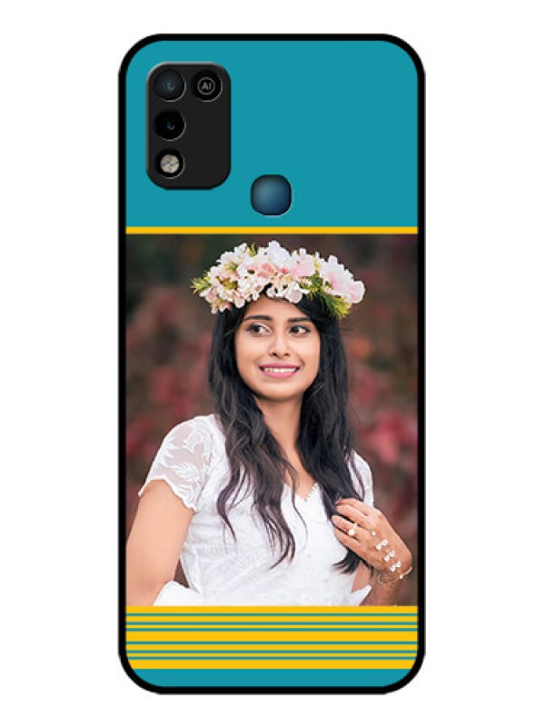 Custom Infinix Hot 10 Play Custom Glass Phone Case - Yellow & Blue Design