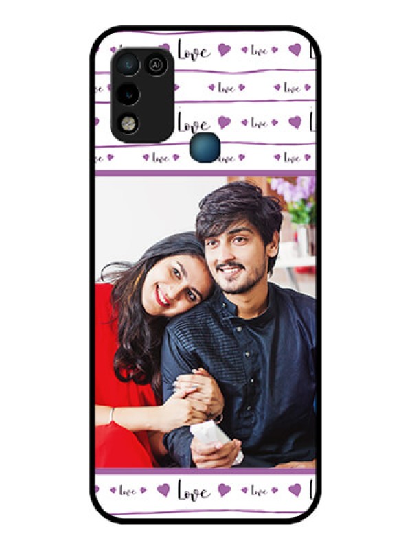 Custom Infinix Hot 10 Play Custom Glass Mobile Case - Couples Heart Design