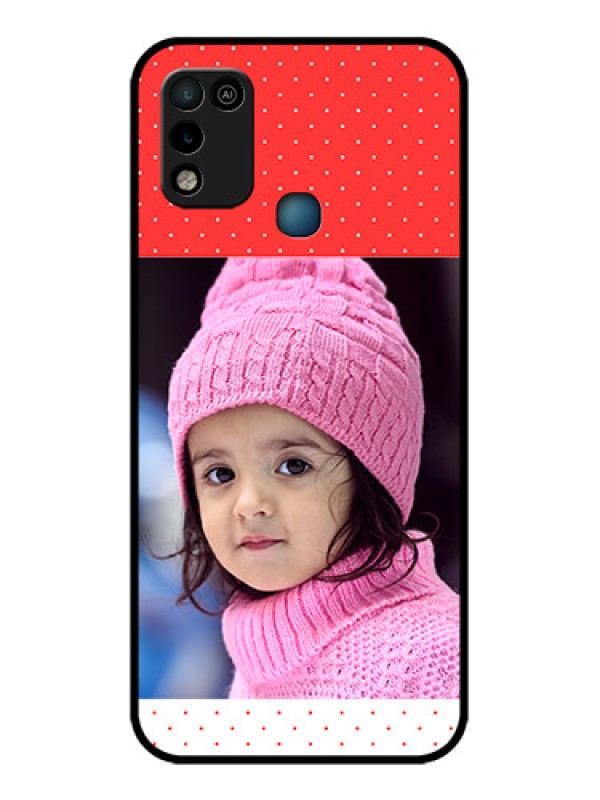 Custom Infinix Hot 10 Play Photo Printing on Glass Case - Red Pattern Design