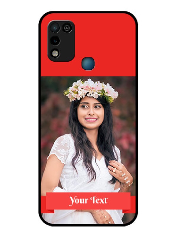 Custom Infinix Hot 10 Play Custom Glass Phone Case - Simple Red Color Design