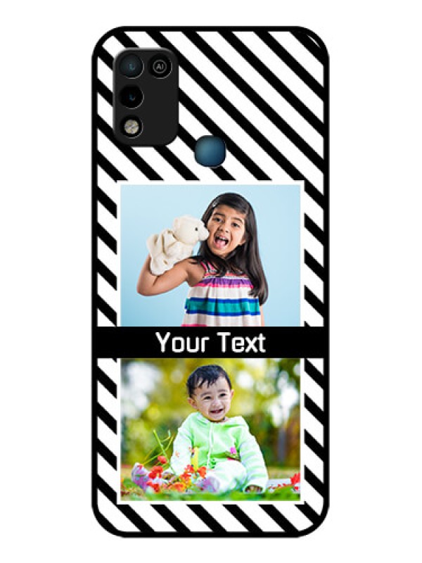 Custom Infinix Hot 10 Play Photo Printing on Glass Case - Black And White Stripes Design