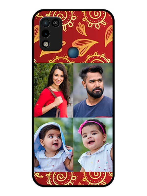 Custom Infinix Hot 10 Play Photo Printing on Glass Case - 4 Image Traditional Design
