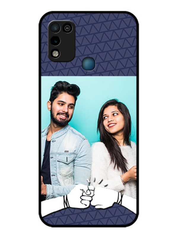 Custom Infinix Hot 10 Play Photo Printing on Glass Case - with Best Friends Design