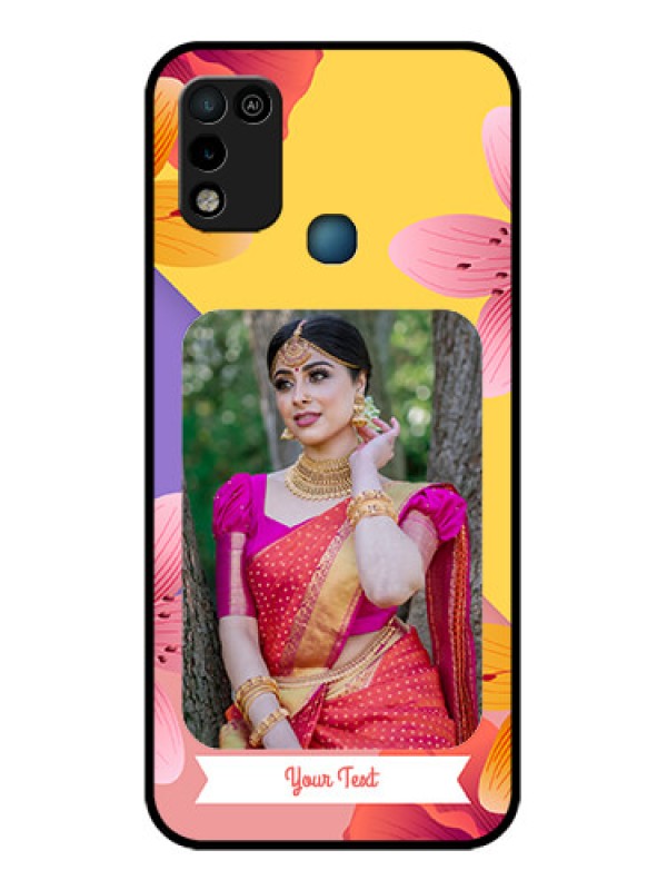 Custom Infinix Hot 10 Play Custom Glass Mobile Case - 3 Image With Vintage Floral Design