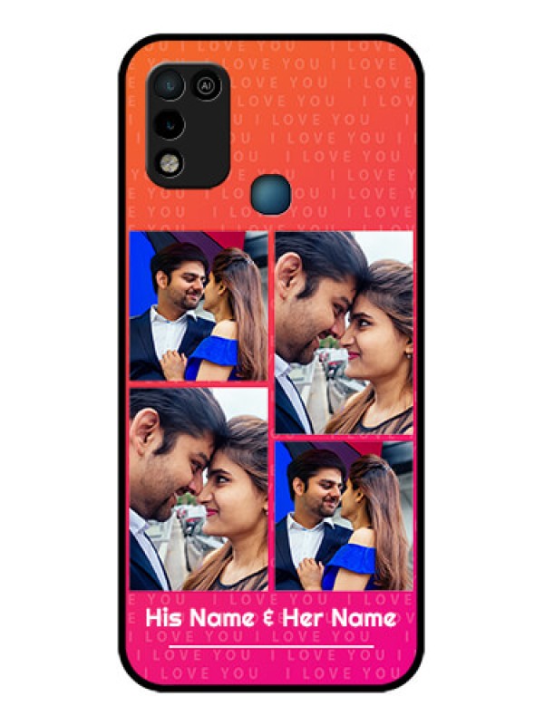 Custom Infinix Hot 10 Play Custom Glass Phone Case - I Love You Pink Design