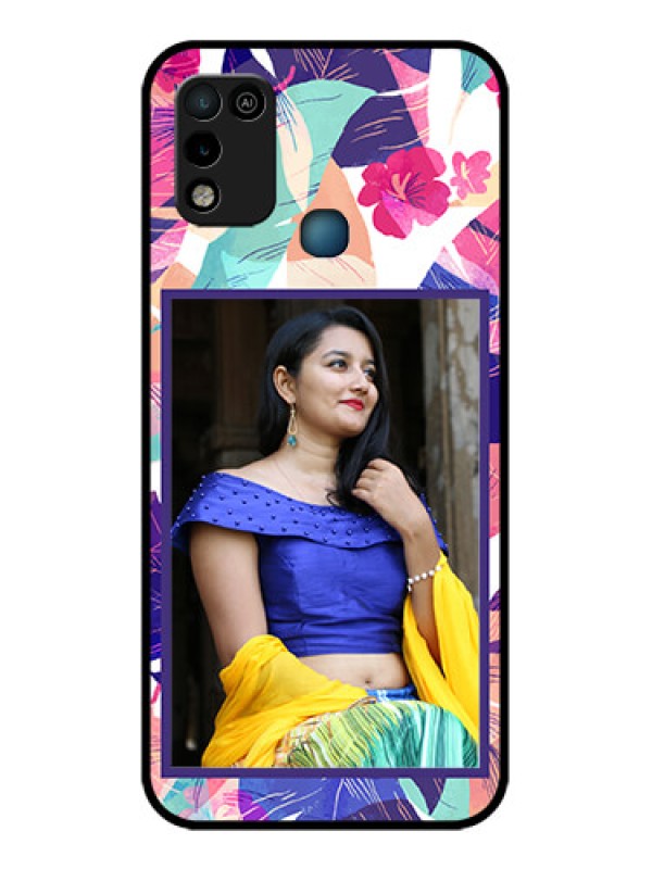 Custom Infinix Hot 10 Play Custom Glass Mobile Case - Abstract Floral Design