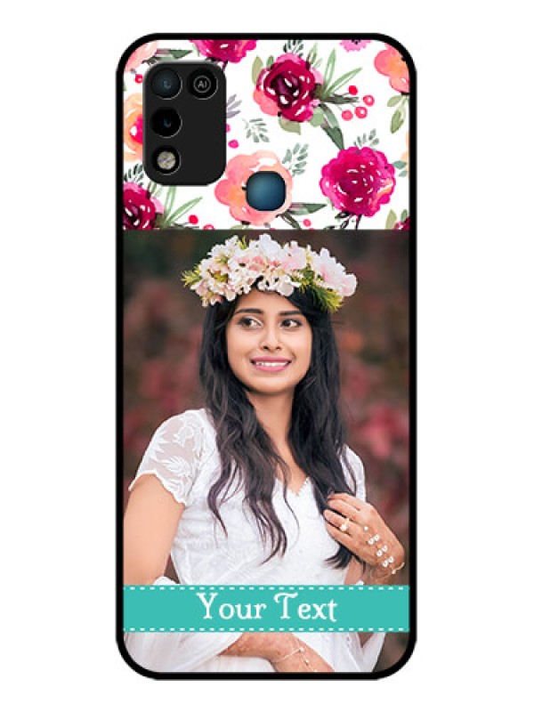 Custom Infinix Hot 10 Play Custom Glass Phone Case - Watercolor Floral Design