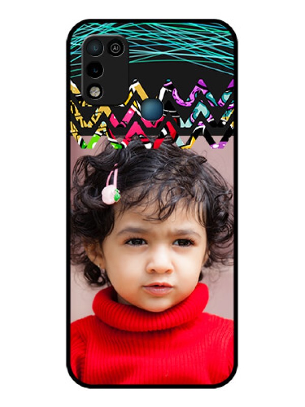 Custom Infinix Hot 10 Play Personalized Glass Phone Case - Neon Abstract Design