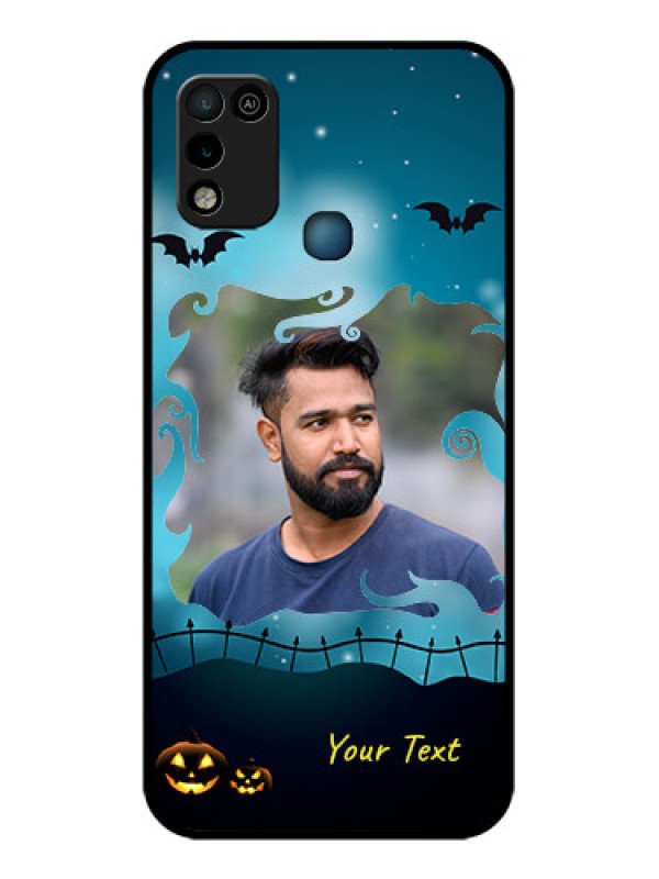 Custom Infinix Hot 10 Play Custom Glass Phone Case - Halloween frame design