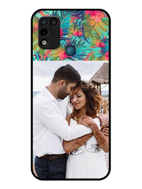 Custom Infinix Hot 10 Play Photo Printing on Glass Case - Watercolor Floral Design