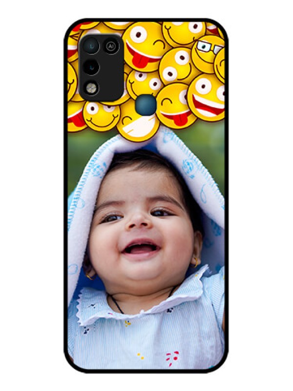 Custom Infinix Hot 10 Play Custom Glass Mobile Case - with Smiley Emoji Design