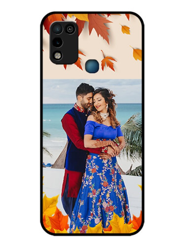 Custom Infinix Hot 10 Play Photo Printing on Glass Case - Autumn Maple Leaves Design