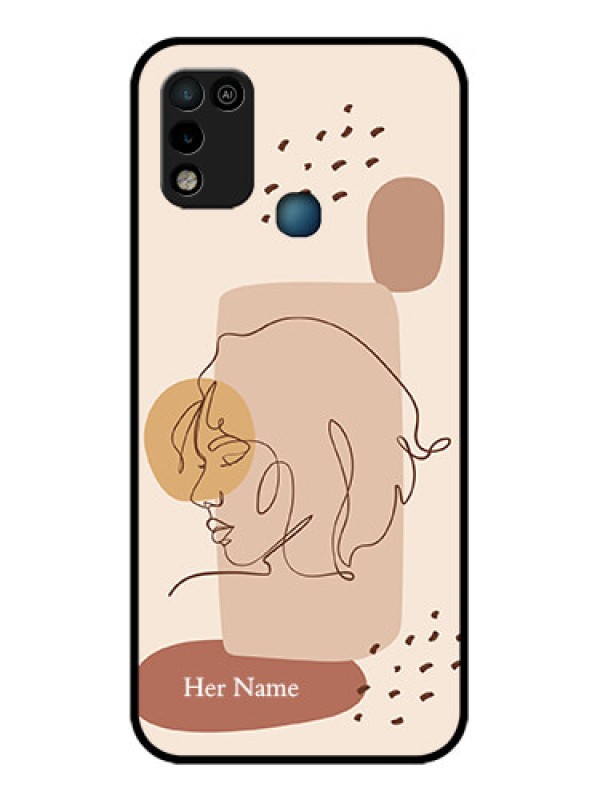 Custom Infinix Hot 10 Play Photo Printing on Glass Case - Calm Woman line art Design