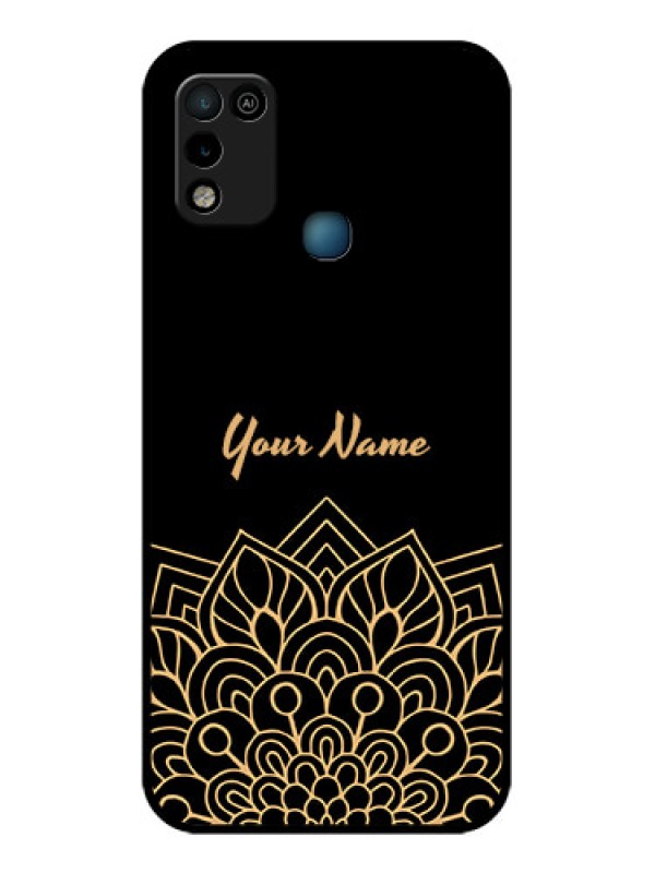Custom Infinix Hot 10 Play Custom Glass Phone Case - Golden mandala Design