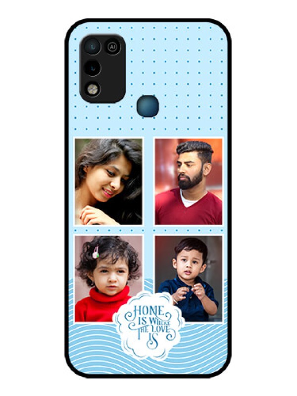 Custom Infinix Hot 10 Play Custom Glass Phone Case - Cute love quote with 4 pic upload Design
