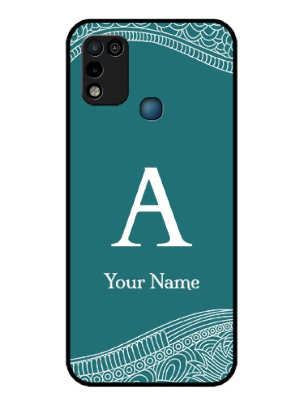 Custom Infinix Hot 10 Play Personalized Glass Phone Case - line art pattern with custom name Design