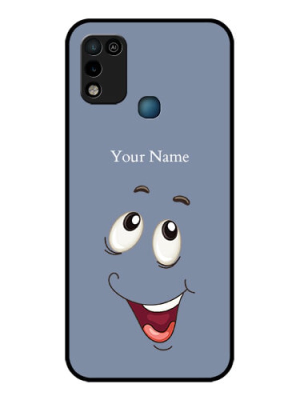 Custom Infinix Hot 10 Play Photo Printing on Glass Case - Laughing Cartoon Face Design