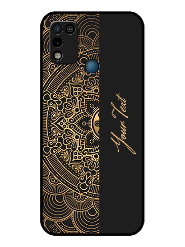 Custom Infinix Hot 10 Play Photo Printing on Glass Case - Mandala art with custom text Design