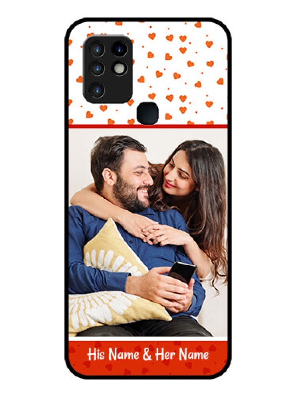 Custom Infinix Hot 10 Custom Glass Phone Case - Orange Love Symbol Design