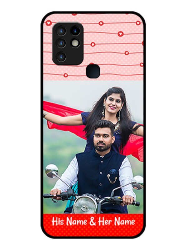 Custom Infinix Hot 10 Personalized Glass Phone Case - Red Pattern Case Design