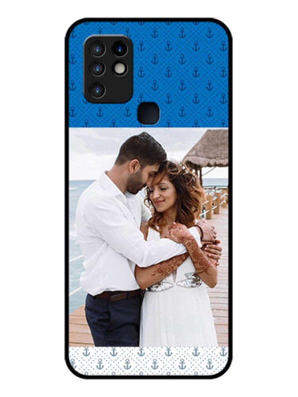 Custom Infinix Hot 10 Photo Printing on Glass Case - Blue Anchors Design