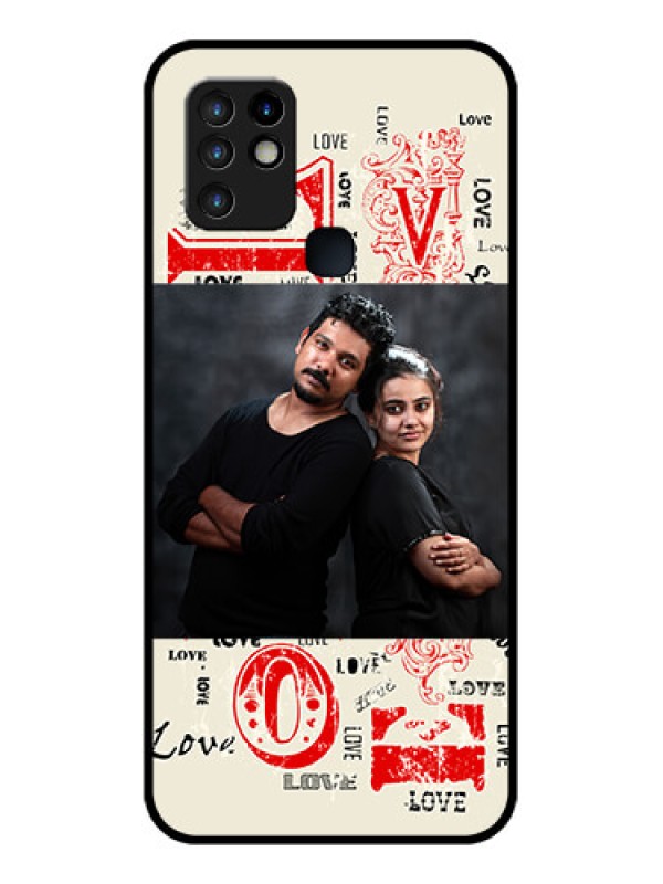 Custom Infinix Hot 10 Photo Printing on Glass Case - Trendy Love Design Case