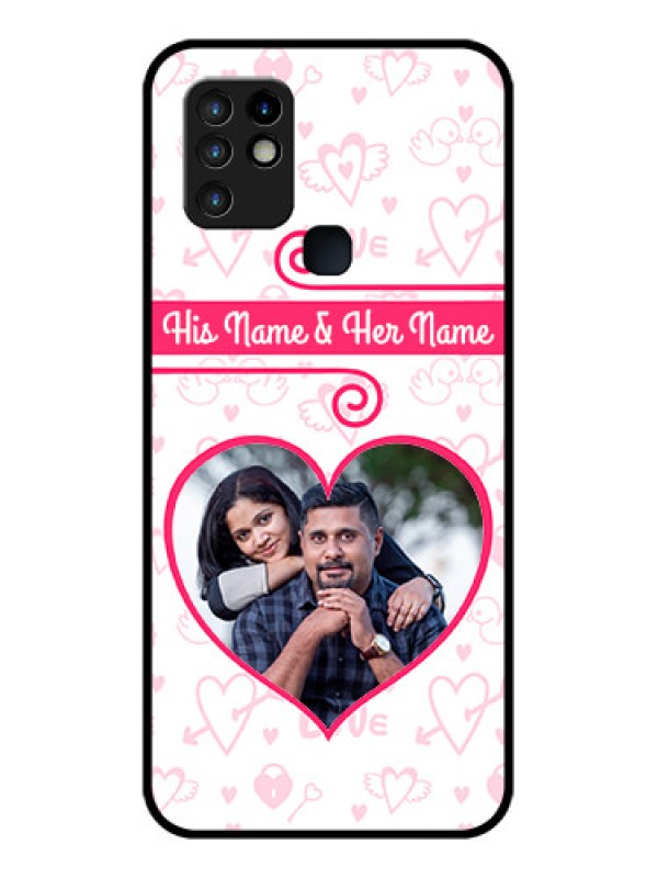 Custom Infinix Hot 10 Personalized Glass Phone Case - Heart Shape Love Design