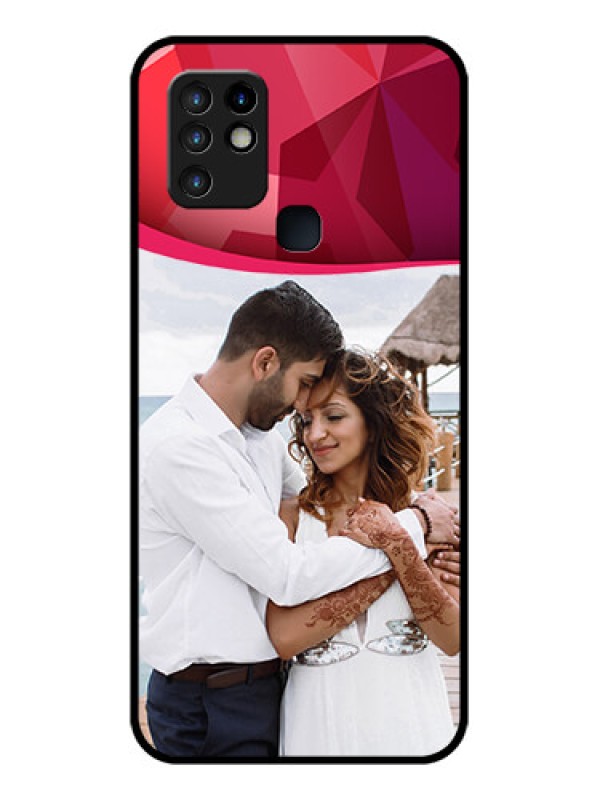 Custom Infinix Hot 10 Custom Glass Mobile Case - Red Abstract Design