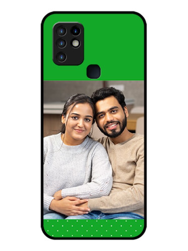 Custom Infinix Hot 10 Personalized Glass Phone Case - Green Pattern Design