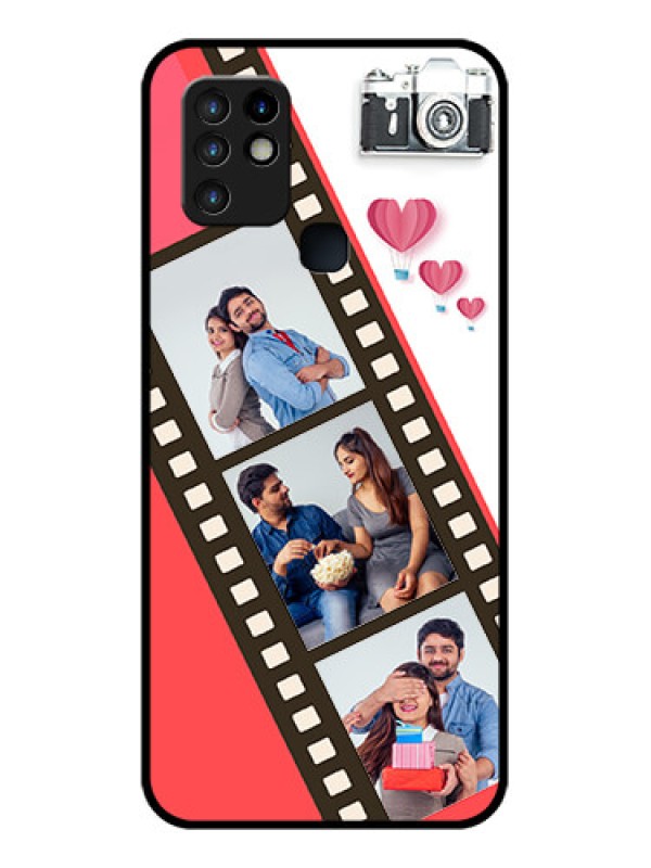 Custom Infinix Hot 10 Personalized Glass Phone Case - 3 Image Holder with Film Reel