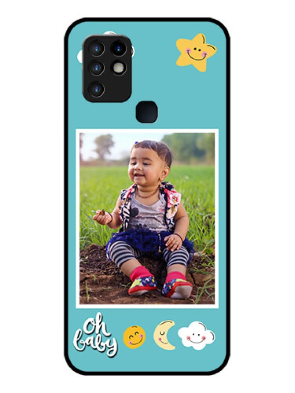Custom Infinix Hot 10 Personalized Glass Phone Case - Smiley Kids Stars Design